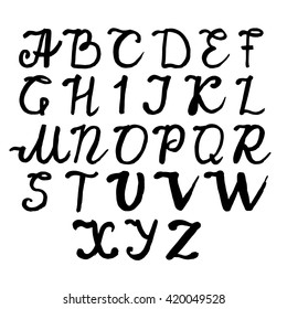 Vector alphabet. Hand drawn letters. Letters of the alphabet written with a brush