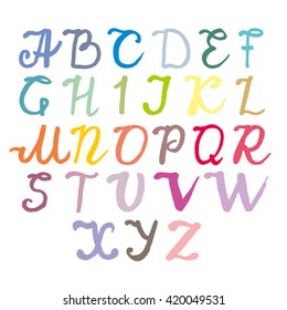 Vector alphabet. Hand drawn letters. Letters of the alphabet written with a brush