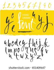 Vector alphabet. Hand drawn letters. Letters of the alphabet written with a brush.