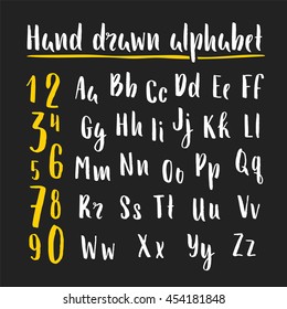 Vector alphabet. Hand drawn letters. Letters of the alphabet written with a brush.