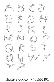 Vector alphabet. Hand drawn letters.