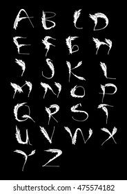 Vector alphabet. Hand drawn letters. Letters of the alphabet written with Quill brush.