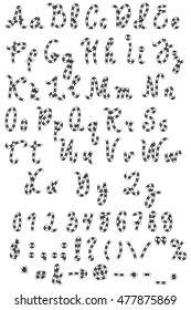 Vector alphabet. Hand drawn letters of rope. Letters of the alphabet written with a brush.