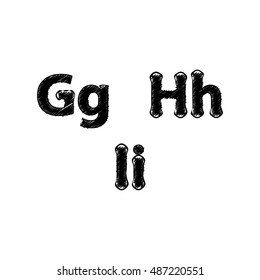 Vector alphabet. Hand drawn letters. Painted Alphabet. Vector illustration.