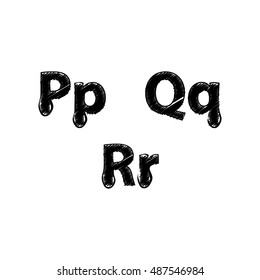 Vector alphabet. Hand drawn letters. Painted Alphabet. Vector illustration.