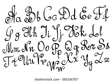Vector alphabet. Hand drawn letters written with a brush