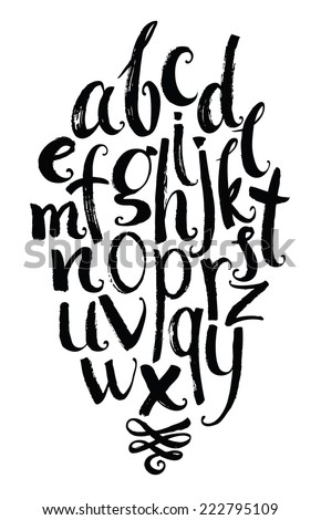 Vector alphabet. Hand drawn letters written with a brush