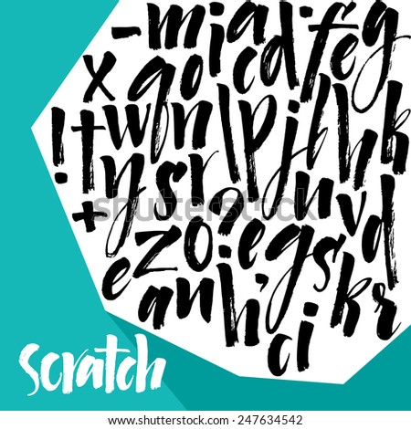 Vector alphabet. Hand drawn letters. Letters of the alphabet written with a brush.