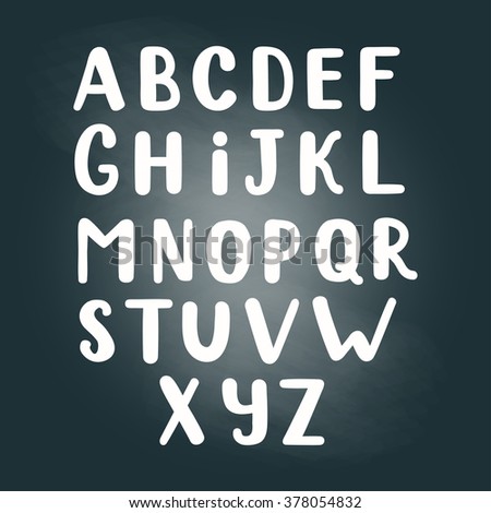 Vector alphabet. Hand drawn letters. Letters of the alphabet written on a chalk board.