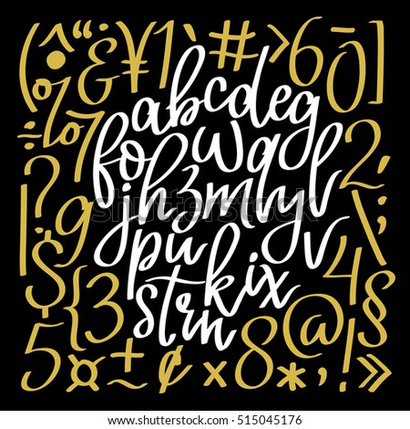 Vector alphabet. Hand drawn letters written with a brush