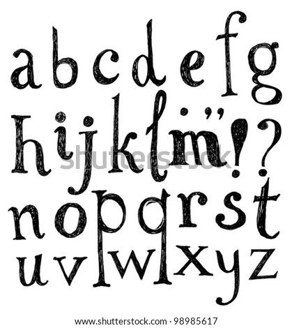 Vector alphabet. Hand drawn letters. The letters are drawn with a ballpoint pen