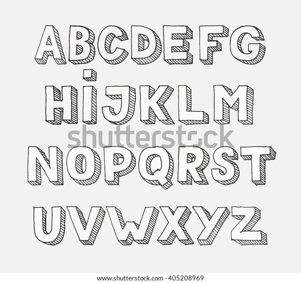 Vector Alphabet Hand Drawn Letters Letters Stock Vector (Royalty Free ...