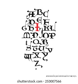 Vector Alphabet. Hand Drawn Medieval Letters 