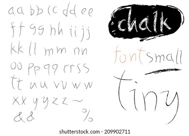 Vector alphabet. Hand painted letters. Letters of the alphabet. Lower case letters. Tiny. Lower case letters. Chalk.