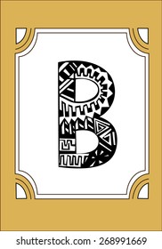 Vector alphabet. Hand-drawn letter B 