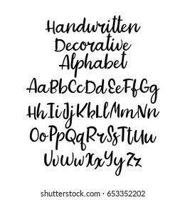 Vector alphabet. Handwritten brush letters. Modern calligraphy abc. Uppercase, lowercase. Hand lettering font for your design: wedding calligraphy, logo, slogan, window decor, postcard, greeting card