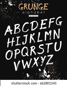 Vector Alphabet. Handwritten script font. Ink brush letters. Calligraphic modern design for  banner, poster, postcard.
