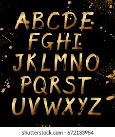 Vector Alphabet. Handwritten script font. Ink brush letters. Calligraphic modern design for  banner, poster, postcard.