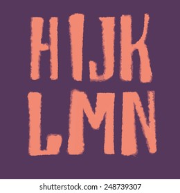 Vector alphabet. H-N. Hand drawn letters. May be used on different font color.