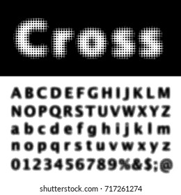 Vector Alphabet With Horizontal And Vertical Cross Lines, Blurry Fuzzy Font