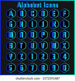 Vector alphabet icons letter set