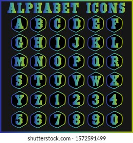 Vector alphabet icons letter set