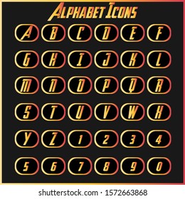 Vector alphabet icons letter set