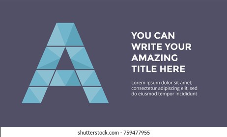 Vector alphabet infographic. Presentation slide template. Business font concept with letter A and place for your text. 16x9 aspect ratio. First leader.