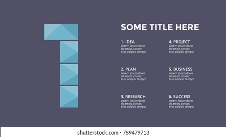 Vector alphabet infographic. Presentation slide template. Business font concept with number 1 and place for your text. 16x9 aspect ratio.