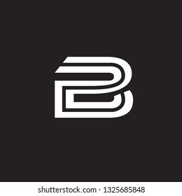 Vector alphabet initial letter B BB Black White isolated on black background. Double font - Vector