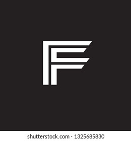 Vector alphabet initial letter F FF Black White isolated on black background. Double font - Vector