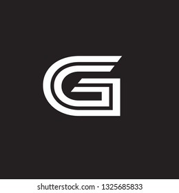 Vector alphabet initial letter G GG Black White isolated on black background. Double font - Vector