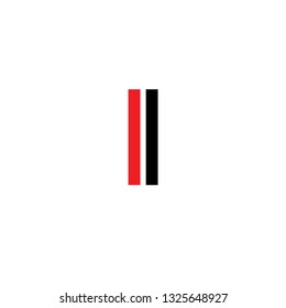 Vector alphabet initial letter I II Black Red isolated on white background. Double font - Vector