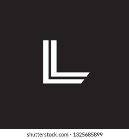 Vector alphabet initial letter L LL Black White isolated on black background. Double font - Vector