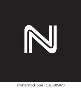 Vector alphabet initial letter N NN Black White isolated on black background. Double font - Vector