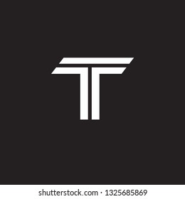 Vector alphabet initial letter T TT Black White isolated on black background. Double font - Vector