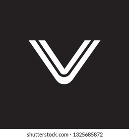 Vector alphabet initial letter V VV Black White isolated on black background. Double font - Vector