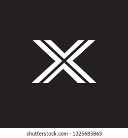 Vector alphabet initial letter X XX Black White isolated on black background. Double font - Vector