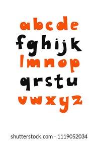 Vector alphabet. Vector isolated font. Hand drawn letters. 
