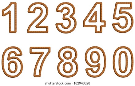Vector alphabet isolated on white background. Set of three-dimensional letters with texture of wood