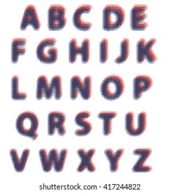 Vector Alphabet Isolated on White Background. Set of  Letters. Halftone Alphabet