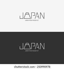 Vector alphabet japan design concept with flat sign icon/ can be used for travel publishing or web design layout.