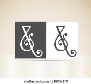 Vector alphabet letter AND art deco vintage design pattern