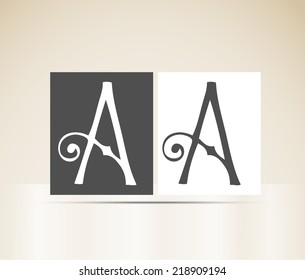 Vector alphabet letter A art deco vintage design pattern