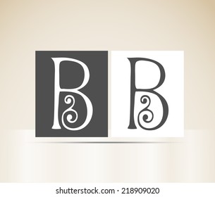 Vector alphabet letter B art deco vintage design pattern