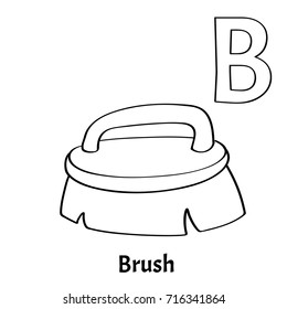 Vector alphabet letter B, coloring page. Brush