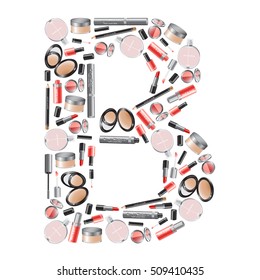 Vector alphabet letter "B"  with different cosmetics