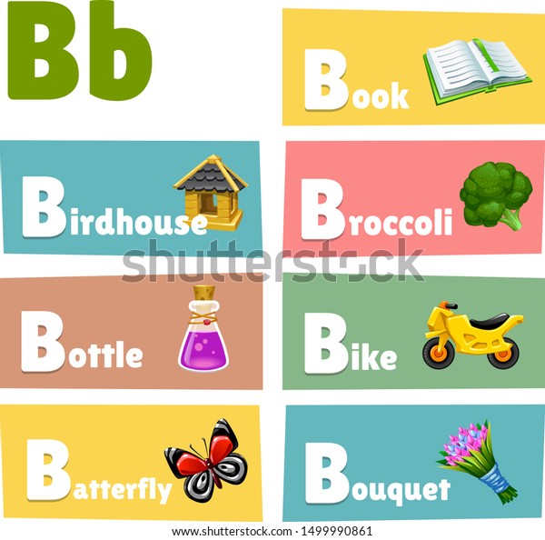 Vector Alphabet Letter B Words Pictures Stock Vector Royalty Free 1499990861 Shutterstock