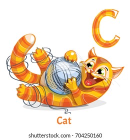 Vector alphabet letter C. Cat