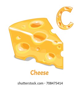Vector alphabet letter C. Cheese
